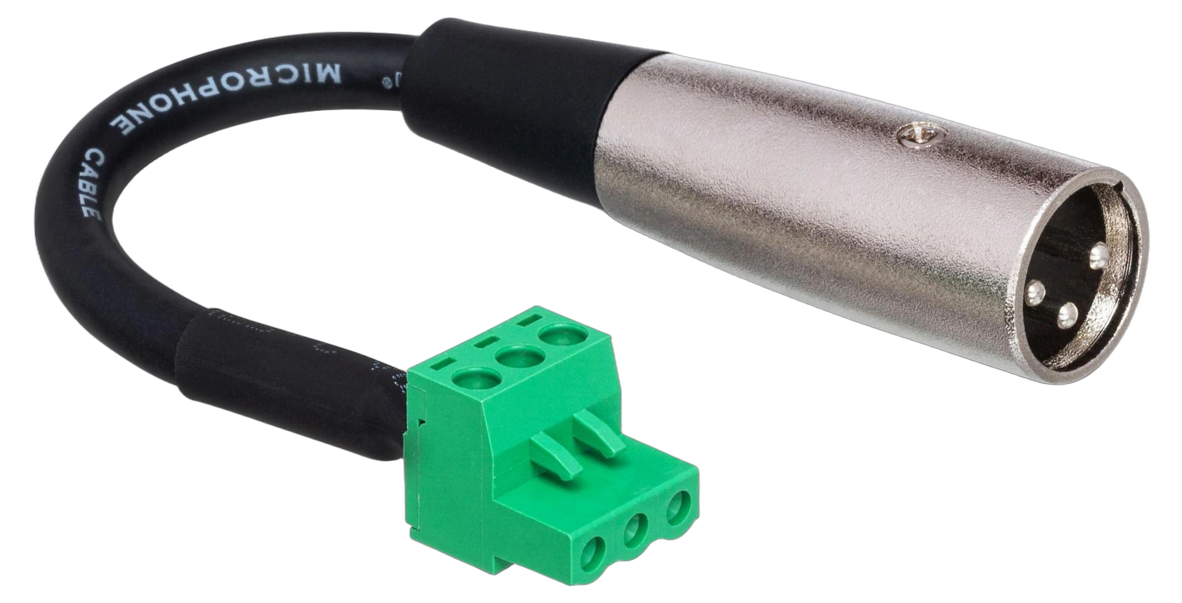 Hosa PHX-206M Low-voltage Adapter Cable Front View Hosa PHX-206M low-voltage adapter cable with PHX3F to XLR male connectors, 6-inch length