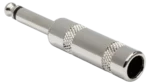 Hosa PLG-025 quarter-inch TS phone connector showing threaded barrel and contact detail