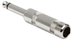 Hosa PLG-025 quarter-inch TS phone connector showing threaded barrel and contact pins