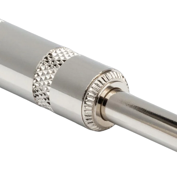 Hosa PLG-025W 1/4 inch TS connector with wide opening design, front view