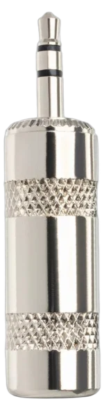 Hosa PLG-035-BULK 3.5mm TRS connector installed on audio cable in professional studio setup