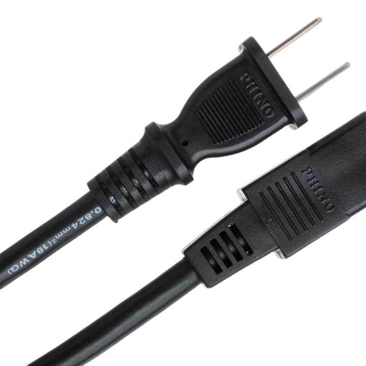 Hosa PWC-178 8-foot power cord IEC C9 to NEMA 1-15P connector close-up detail