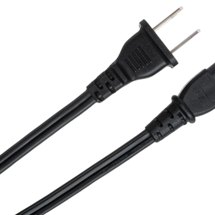 Hosa PWP-426 power cord with IEC C7 connector and NEMA 1-15P plug, 8-foot length