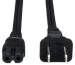 Hosa PWP-426 8-foot power cord with IEC C7 connector and NEMA 1-15P plug shown from side angle