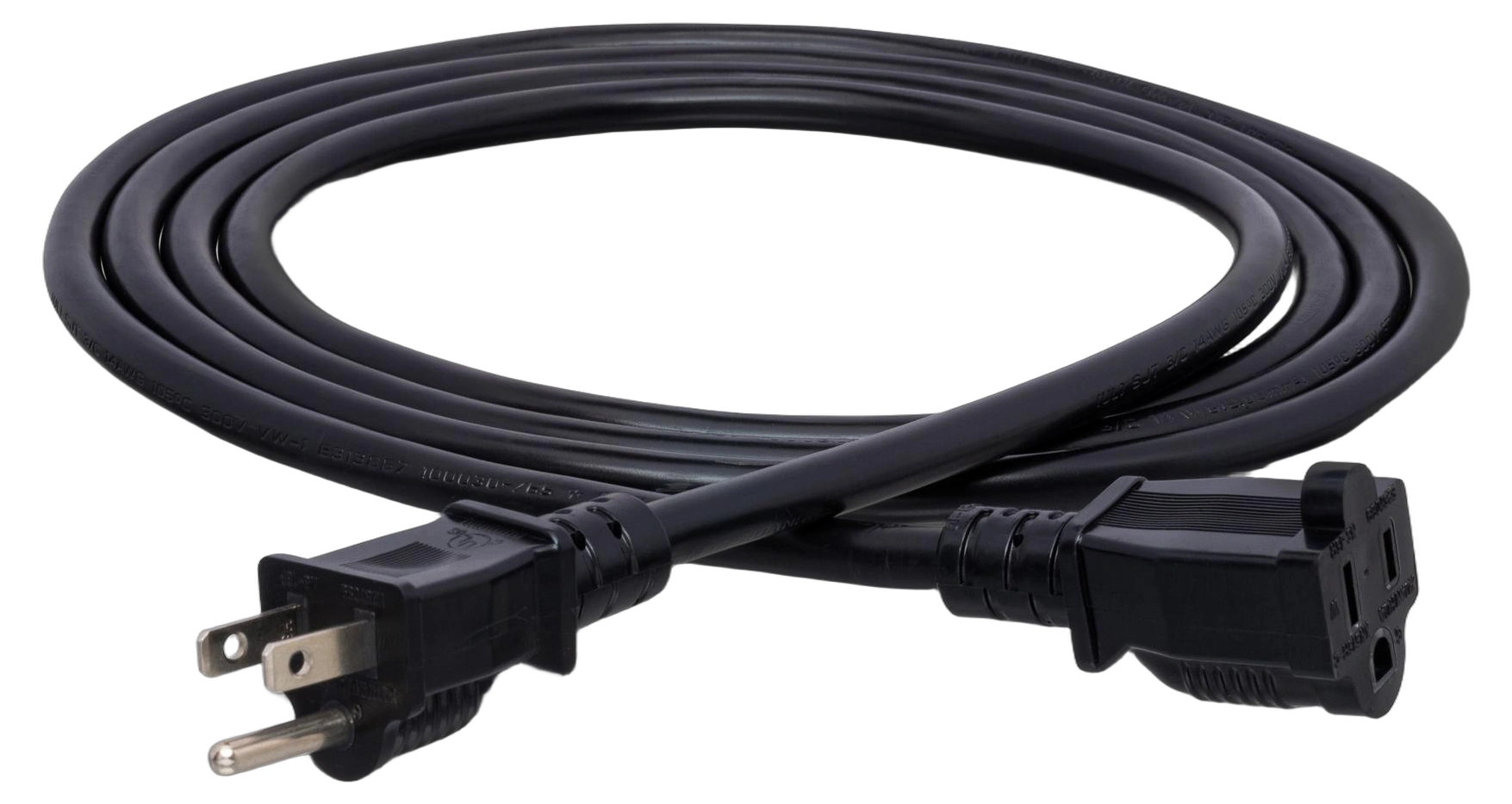 Hosa PWX-415 Power Extension Cord 15ft Front View Hosa PWX-415 15-foot power extension cord with NEMA 5-15R to NEMA 5-15P connectors