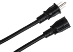 Hosa PWX-450 50-foot power extension cord showing NEMA 5-15R and NEMA 5-15P connectors detail