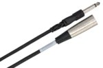 Hosa PXM-105 unbalanced interconnect cable showing 1/4 inch TS to XLR male connectors detail