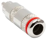 Hosa RCA-025 two-piece RCA connectors installed on audio cable in professional studio application