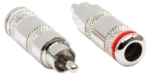 Hosa RCA-025 two-piece RCA connector set with gold-plated contacts and red/white housings