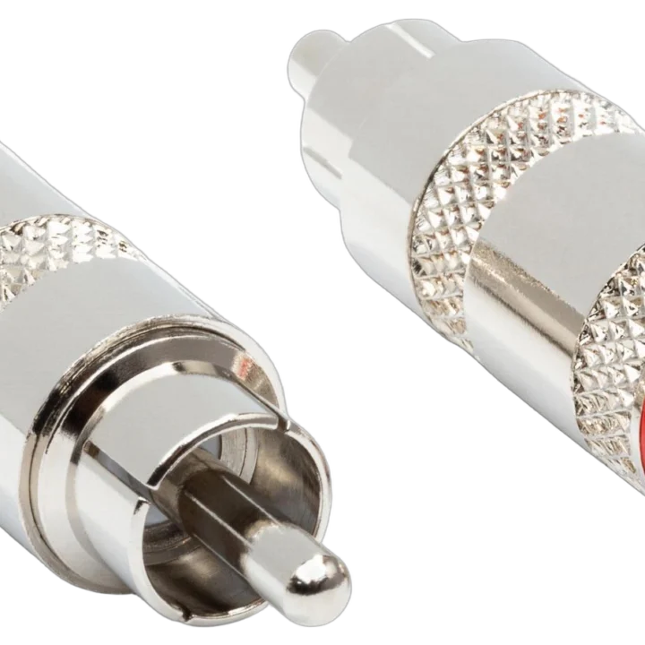 Hosa RCA-025 two-piece RCA connector set with gold-plated contacts and red/white housings