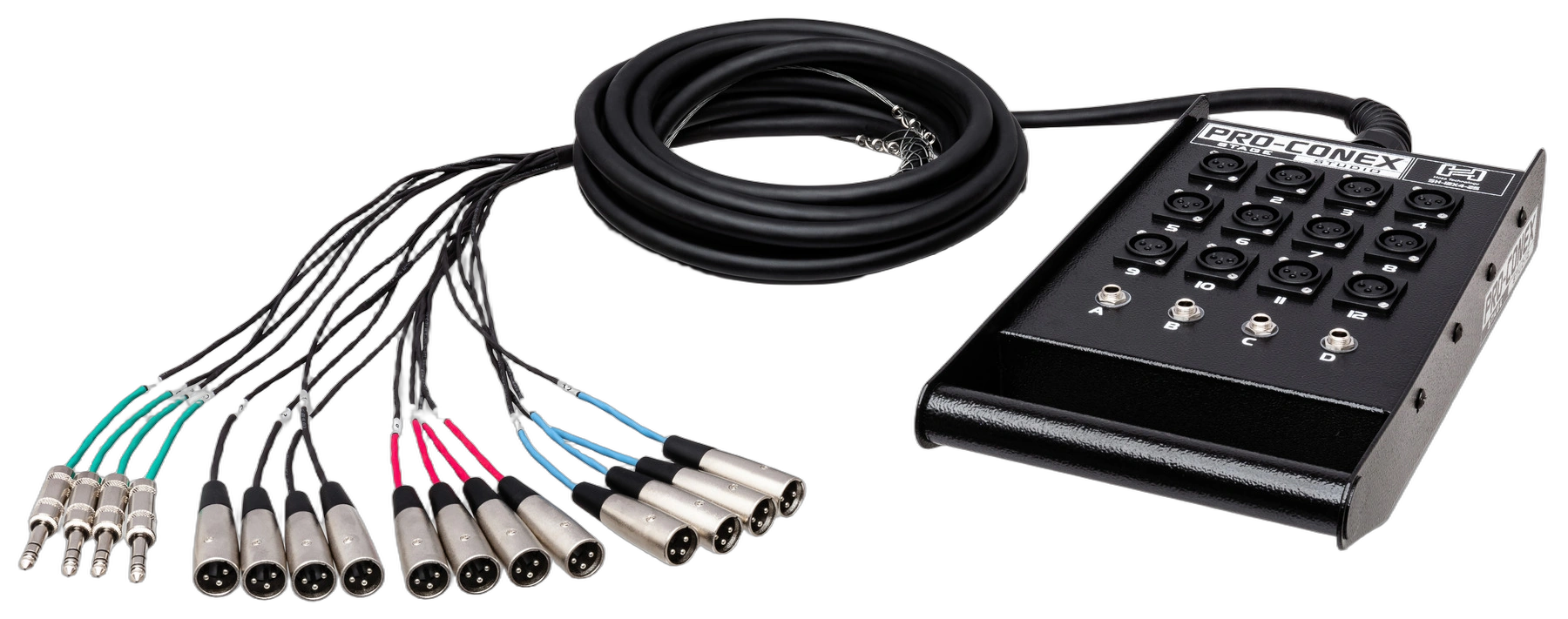 Hosa SH-16X4-100 Pro-Conex Stage Box Snake 100ft Hosa SH-16X4-100 Pro-Conex stage box snake with 16 XLR sends, 100 feet cable length