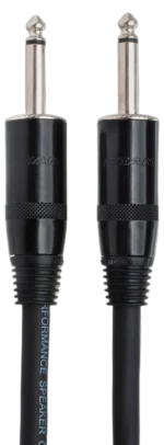 Hosa SKJ-400 speaker cable with black jacket coiled on professional audio equipment setup