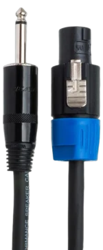 Hosa SKT-403 professional speaker cable with Rean connectors, 3-foot length, side profile view