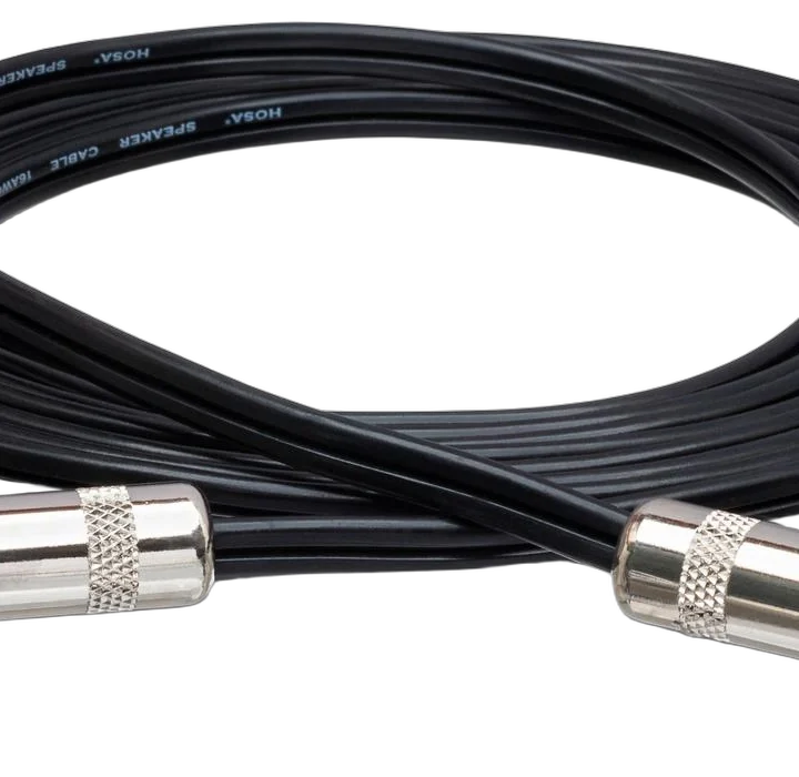 Hosa SKZ-650BN 50-foot speaker cable with 1/4 inch TS and dual banana connectors, black jacket
