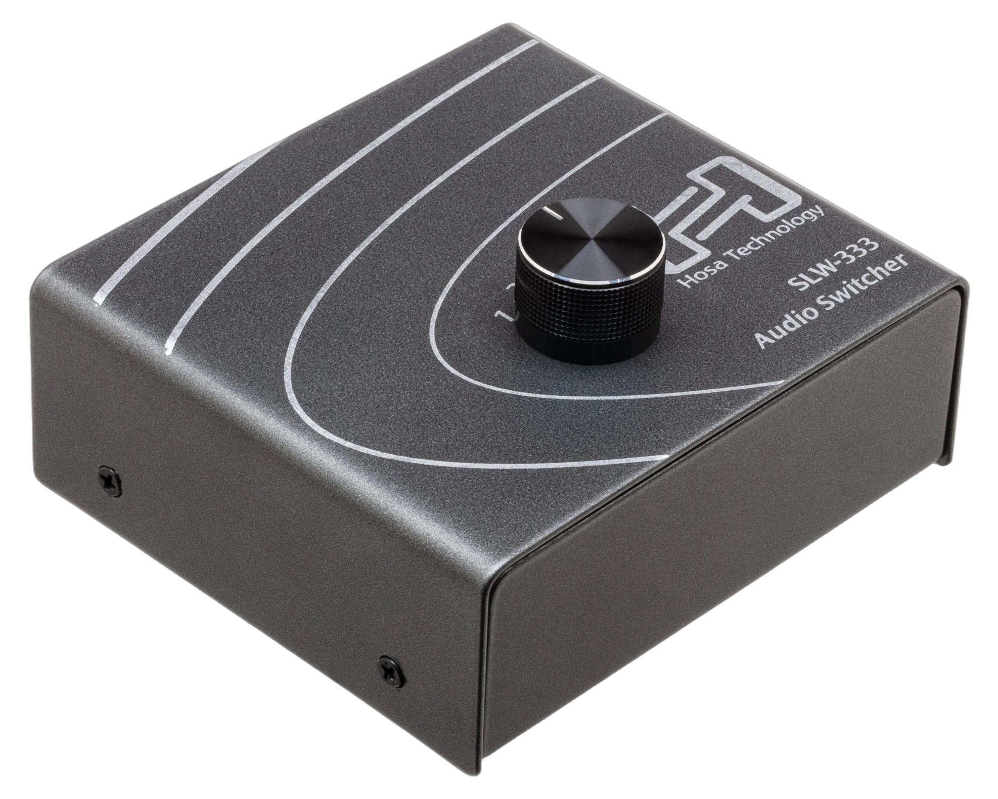 Hosa SLW-333 Audio Switcher Front View Hosa SLW-333 three-way audio switcher with single input and three output jacks