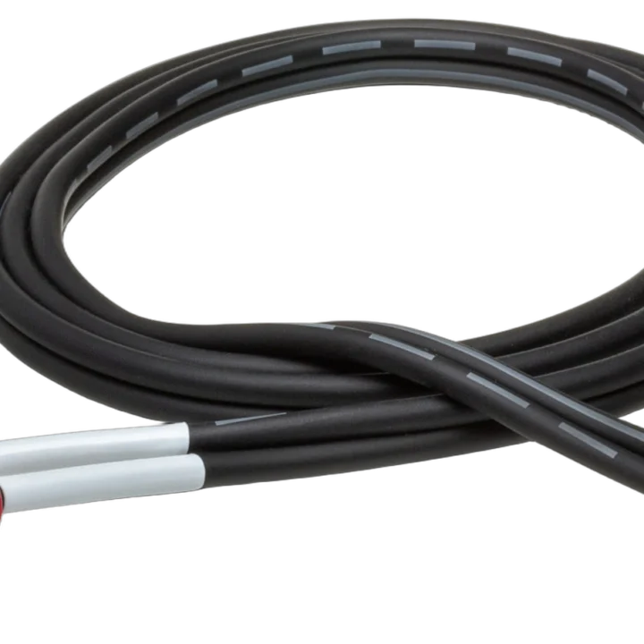 Hosa STP-201 insert cable showing 1/4 inch TRS and dual TS connectors close-up