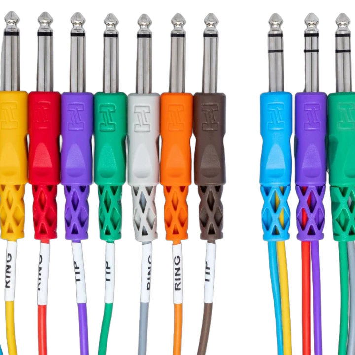Hosa STP-802 insert snake cable showing dual 1/4 inch TS connectors and TRS jack terminations