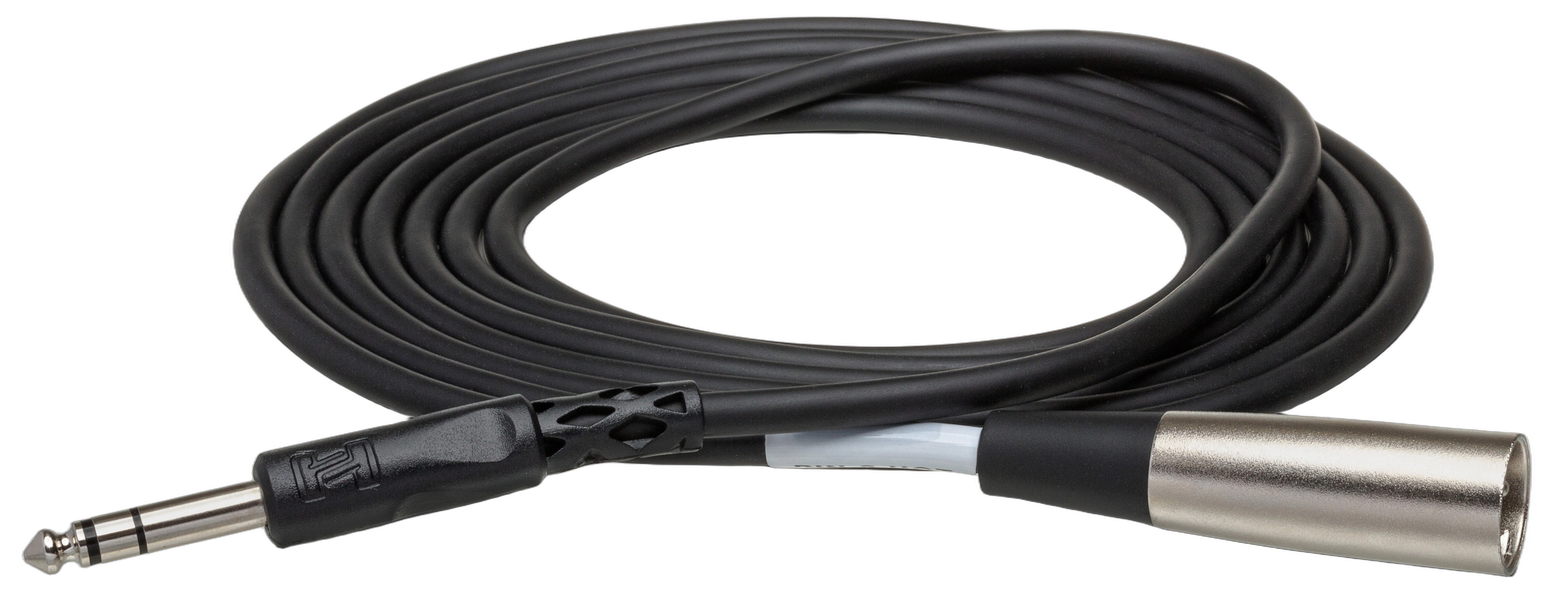 Hosa STX-102M Balanced Interconnect Cable Front View Hosa STX-102M balanced interconnect cable with 1/4 inch TRS to XLR male connectors