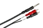 Hosa TRS-201 insert cable showing 1/4 inch TRS and dual RCA connectors in detail