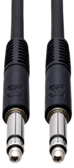 Hosa TTS-102 balanced interconnect cable with TT connectors, 2-foot length, side profile view