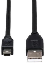 Hosa USB-206AM high speed USB cable with Type A to Mini B connectors, side profile view