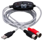 Hosa USM-422 TRACKLINK MIDI to USB interface converter with 6-foot cable attached