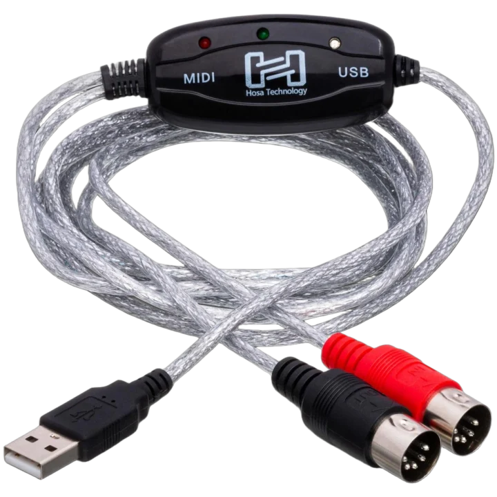 Hosa USM-422 TRACKLINK MIDI to USB interface converter with 6-foot cable attached