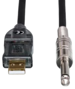 Hosa USQ-110 TRACKLINK guitar to USB interface cable, 10-foot length, side profile view