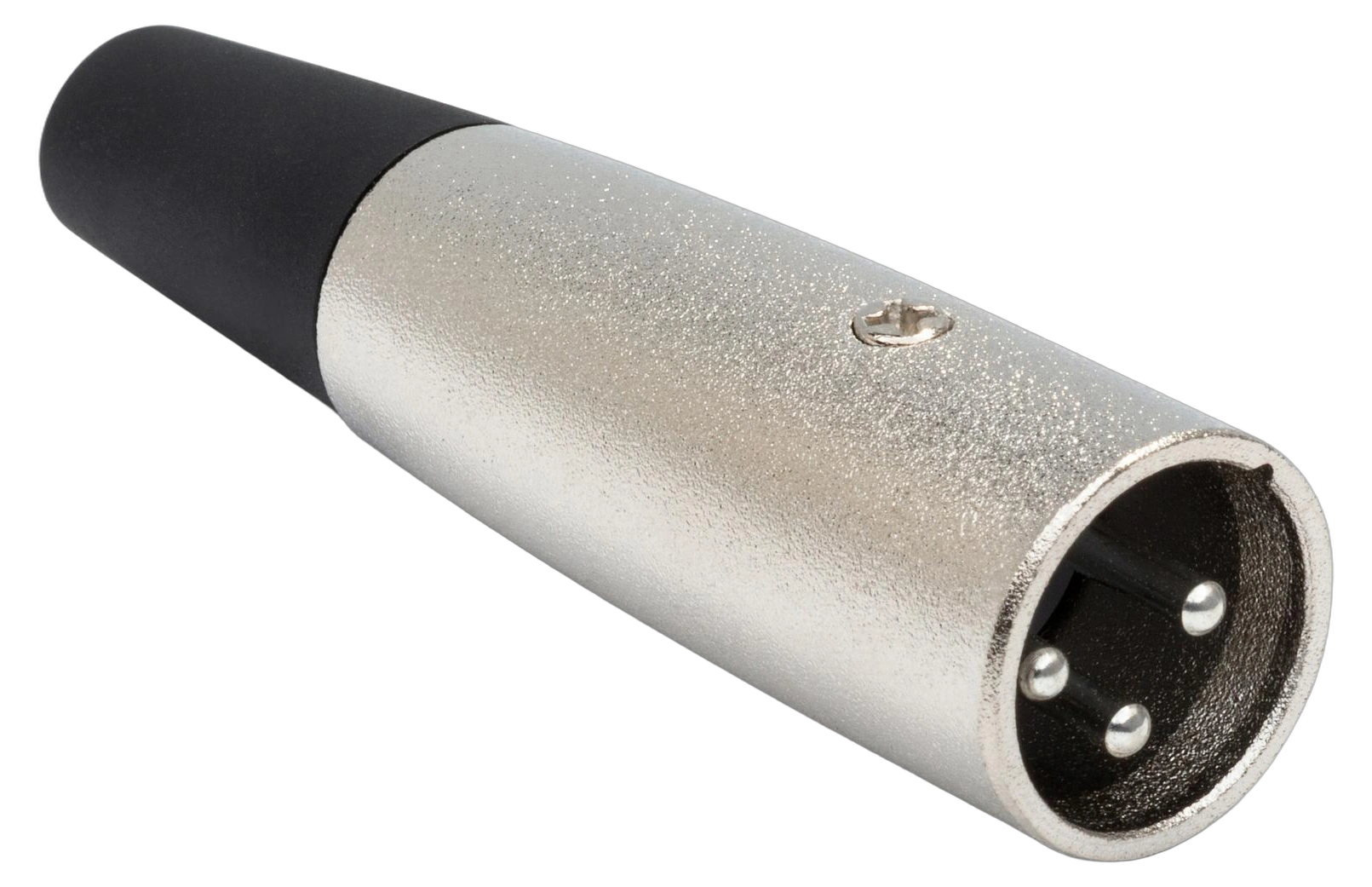 Hosa XLM-035 XLR Male Connector Front View Hosa XLM-035 XLR male connector with gold-plated pins and black housing