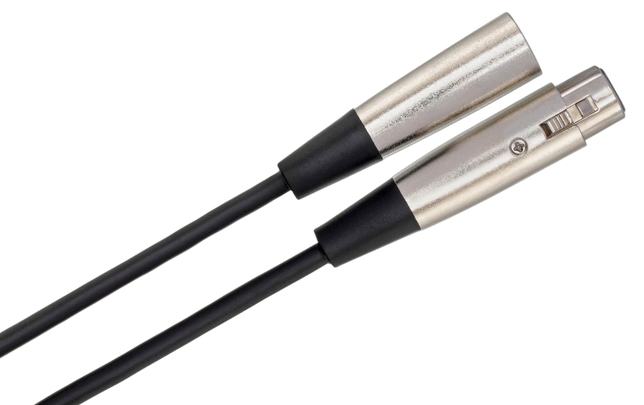 Hosa XLR-115 Balanced Interconnect Cable Connectors Detail Hosa XLR-115 balanced interconnect cable showing XLR male and female connectors in detail