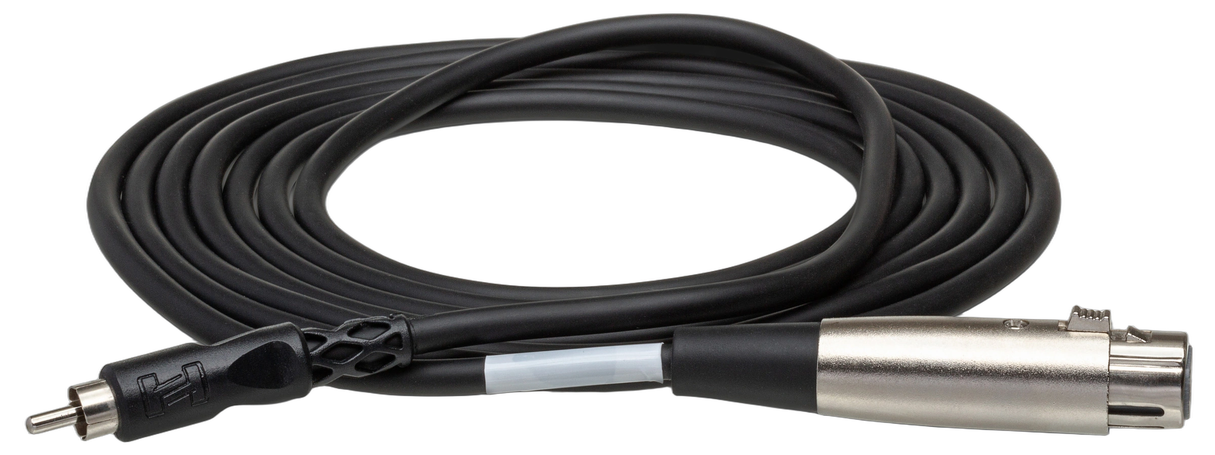 Hosa XRF-115 Unbalanced Interconnect Cable Front View Hosa XRF-115 unbalanced interconnect cable with XLR female to RCA connectors, 15 feet