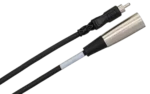 Hosa XRM-120 unbalanced interconnect cable showing RCA to XLR male connectors detail view