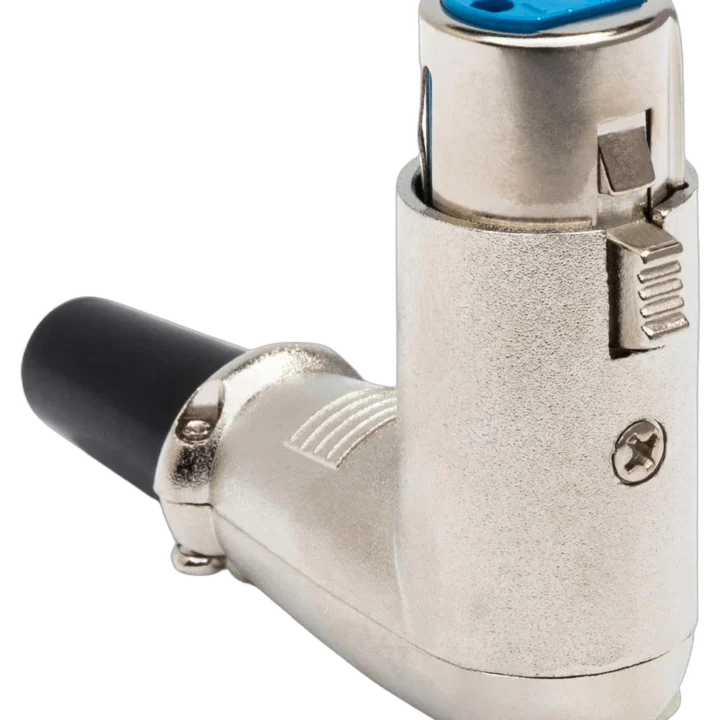 Hosa XRR-318F right-angle XLR female connector with gold-plated contacts and black housing