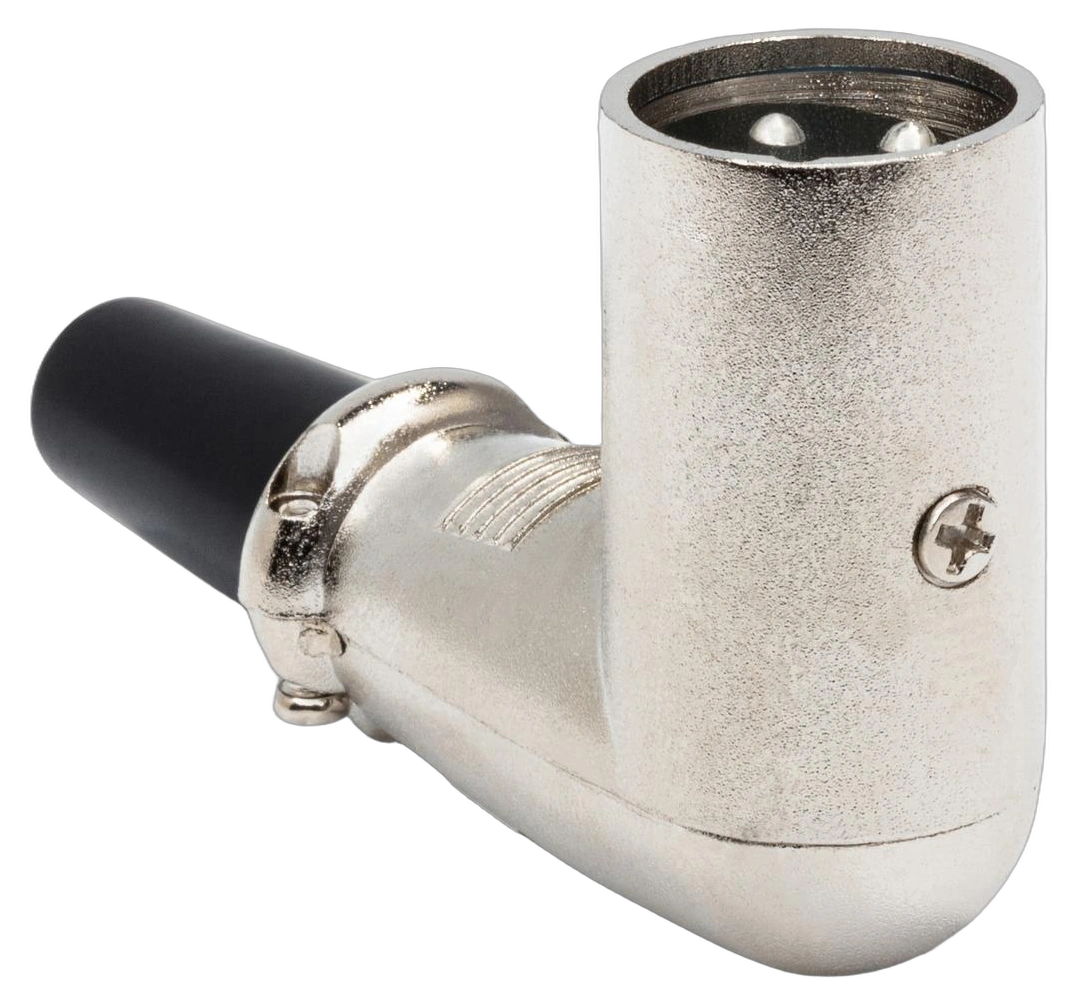 Hosa XRR-318M Right-angle XLR Male Connector Hosa XRR-318M right-angle XLR male connector with gold-plated contacts and black housing