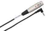 Hosa XVM-305F camcorder microphone cable showing XLR female and right-angle 3.5mm TS connectors in detail