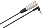Hosa XVM-305M camcorder microphone cable showing right-angle 3.5mm TS to XLR male connectors detail view