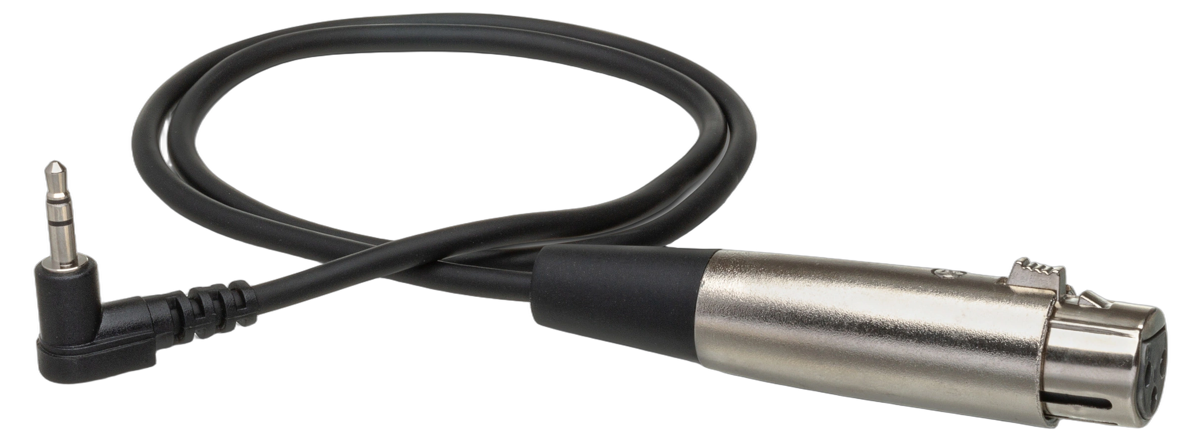 Hosa XVS-102F Camcorder Microphone Cable XLR Female to 3.5mm Hosa XVS-102F camcorder microphone cable with XLR female connector and right-angle 3.5mm TRS jack