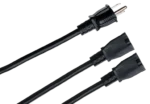 Hosa YAC-406 dual NEMA 5-15R connector detail showing professional power extension cable construction