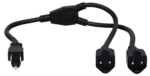 Hosa YAC-406 dual NEMA 5-15R connector ends on professional power extension Y cable