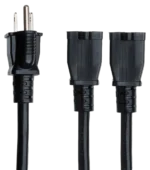 Hosa YAC-406 dual NEMA 5-15R outlet connectors on professional power extension Y cable