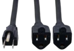 Hosa YAC-407 dual NEMA 5-15R outlet connectors on power extension Y cable