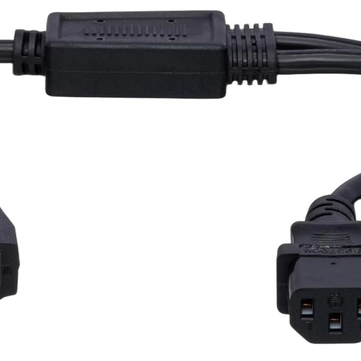 Hosa YIE-406 power Y cable with dual IEC C13 connectors and NEMA 5-15P plug, 1.5 feet