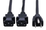 Hosa YIE-406 power Y cable with dual IEC C13 connectors and NEMA 5-15P plug, side profile view