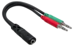 Hosa YMM-107 headset microphone breakout cable with 3.5mm TRRS and dual TRS connectors