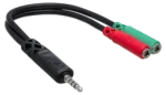 Hosa YMM-108 headset microphone breakout cable with 3.5mm TRRS to dual 3.5mm connectors