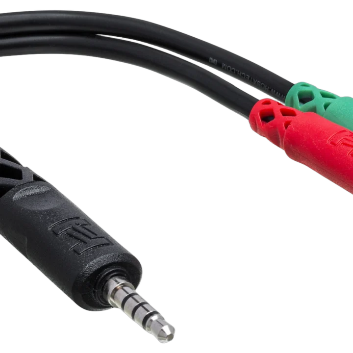 Hosa YMM-108 headset microphone breakout cable with 3.5mm TRRS to dual 3.5mm connectors