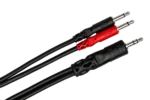 Hosa YMM-152 stereo breakout cable showing 3.5mm TRS to dual TS connectors detail