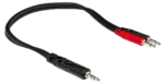 Hosa YMM-152 stereo breakout cable with 3.5mm TRS to dual TS connectors, 12-inch length