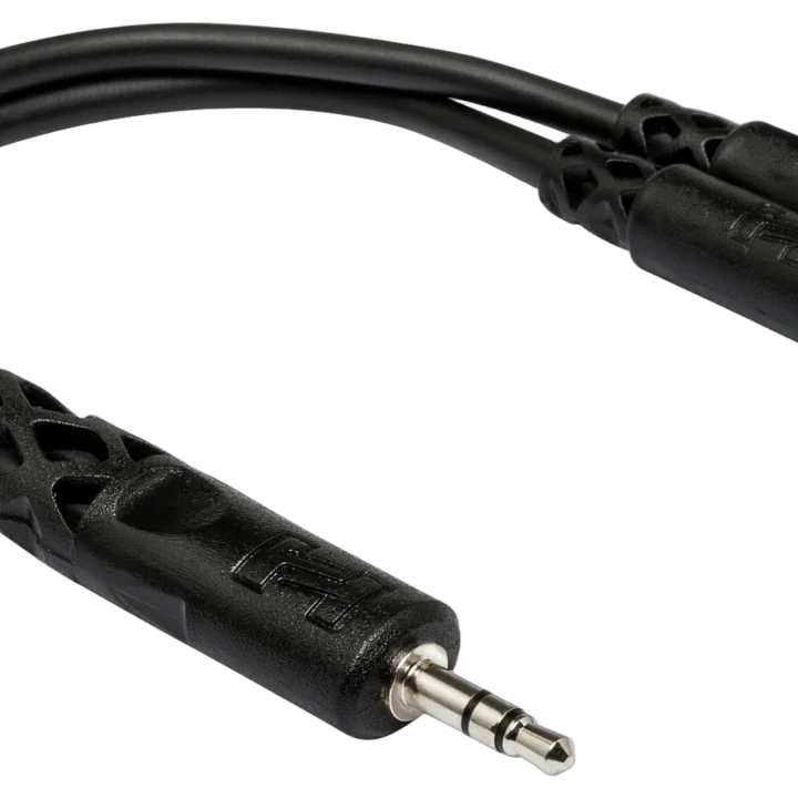Hosa YMM-232 Y cable with 3.5mm TRS male connector and dual 3.5mm TRSF female connectors