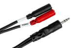 Hosa YMM-261 stereo breakout cable showing 3.5mm TRS to dual TSF connectors detail